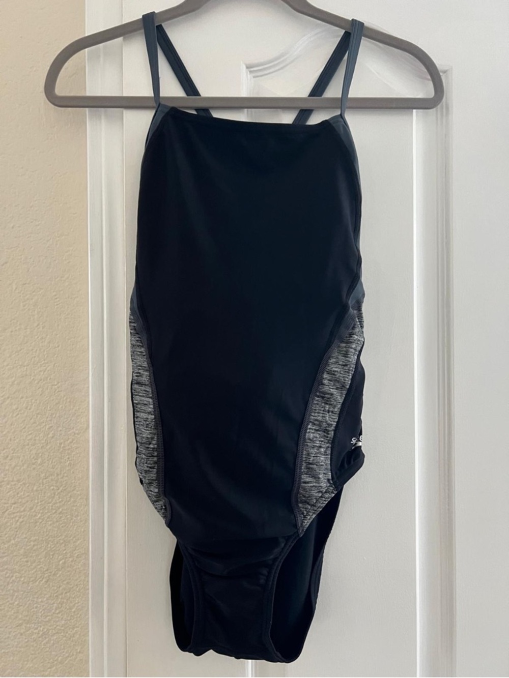 Speedo Black One-Piece Swimsuit with Gray Side Panels